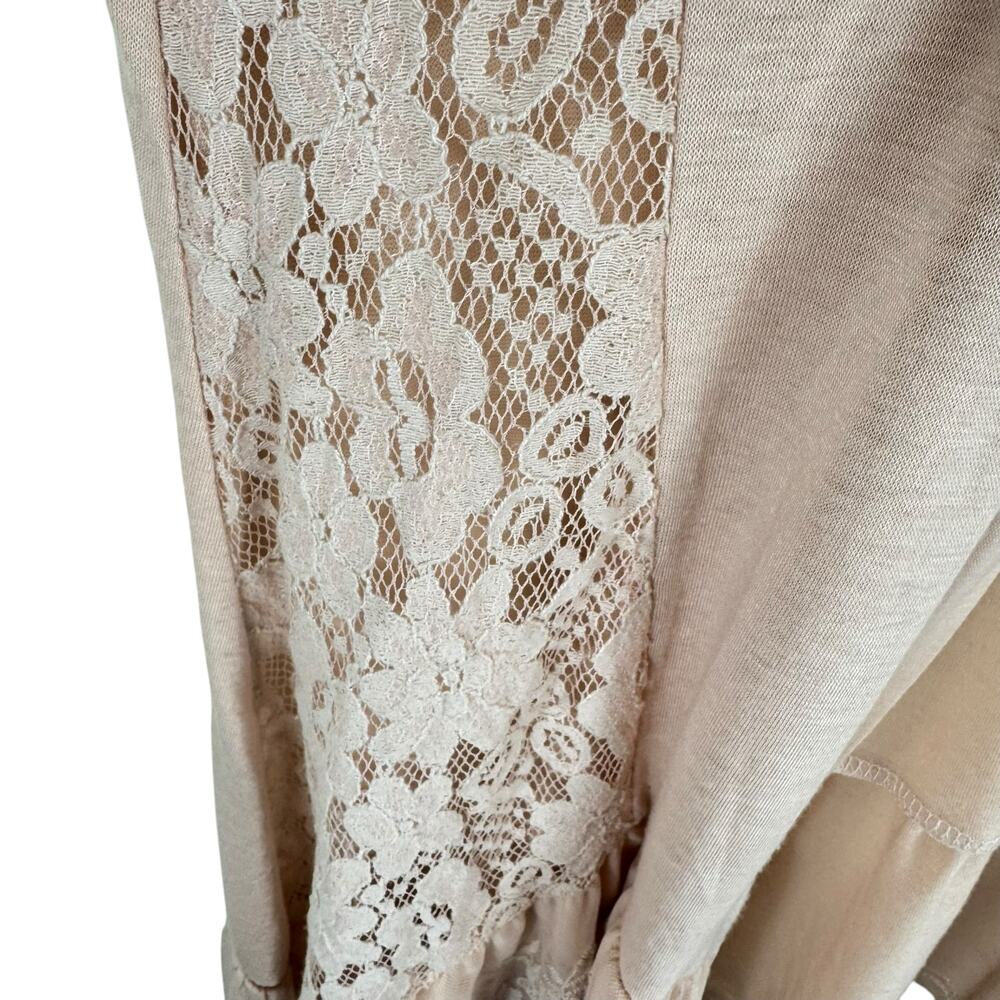 Umgee Light Pink Boho Lightweight Asymmetrical Hem Lace Ruffled Open Vest Size S - Picture 3 of 6